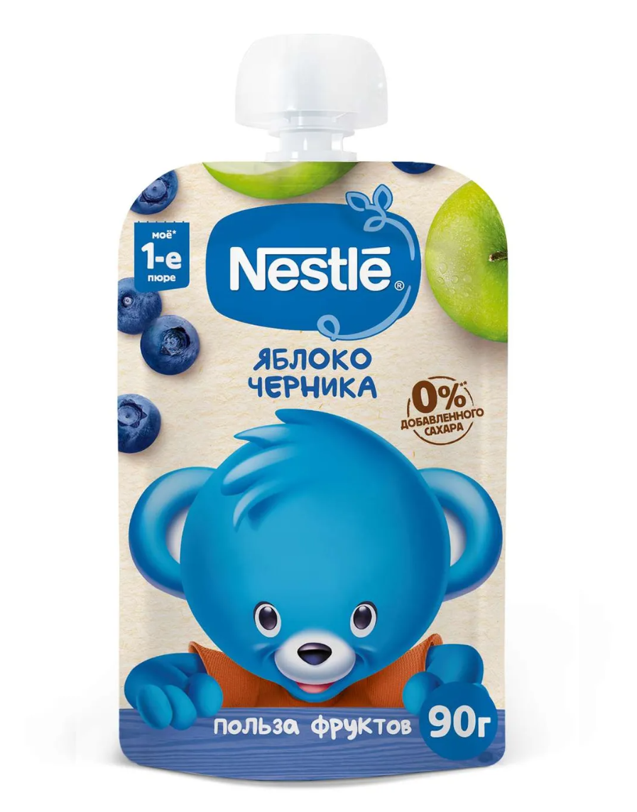 фото упаковки Nestle Фруктовое пюре Яблоко, черника