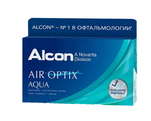 Alcon Air Optix aqua контактные линзы плановой замены, BC=8.6 d=14.2, D(-4.00), 3 шт.