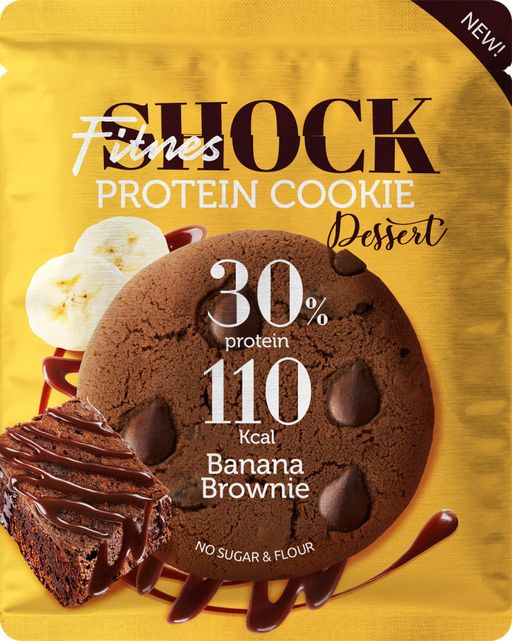 FitnesShock Dessert Протеиновое печенье Банановый брауни, печенье, 35 г, 1 шт.