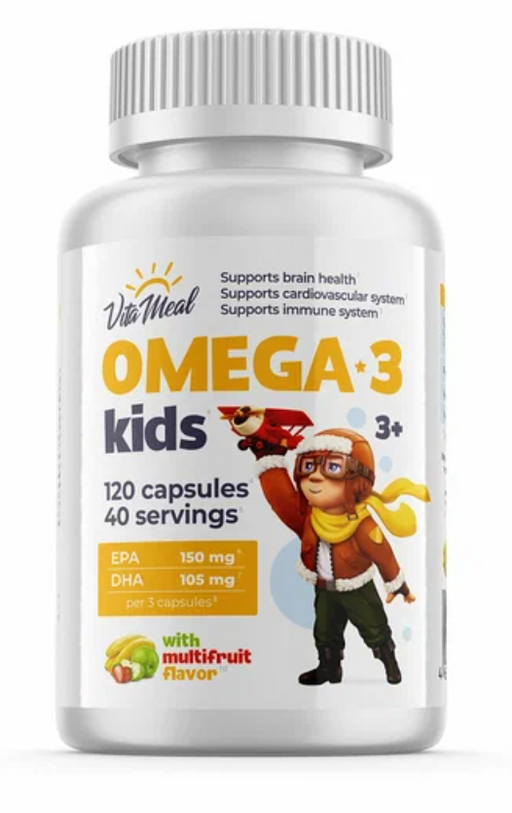 VitaMeal Омега-3 Кидс, для детей с 3 лет, капсулы, мультифрукт, 120 шт.